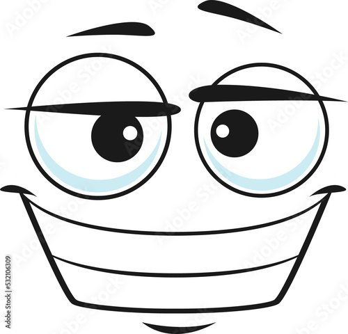 Cartoon satisfied face vector ogle delighted smile