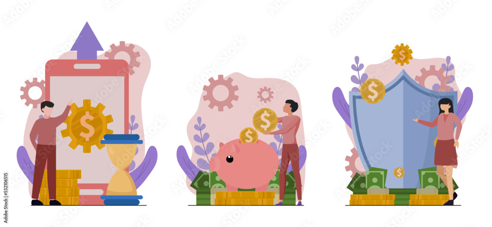 Obraz premium Flat Bundle Finance Design Illustration