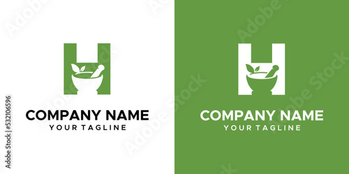 a graphic image of the medicinal herb H themed, on a green and white background. vector graphics base.
