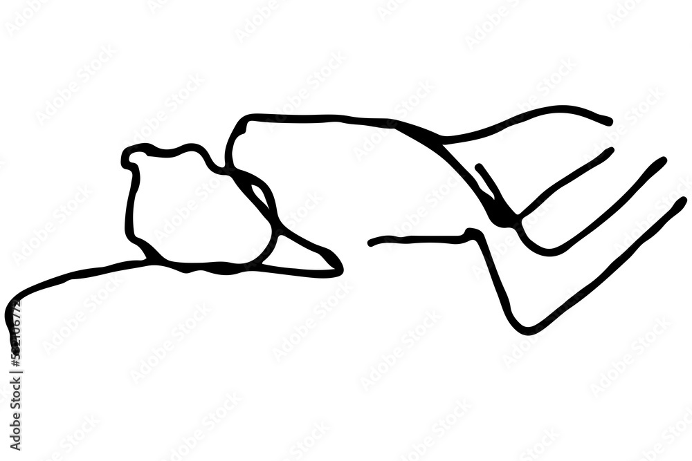 Schlafende Person, abstrakte Skizze, handgezeichnet, Linien Schlafende Person, abstrakte Skizze, handgezeichnet, Linien