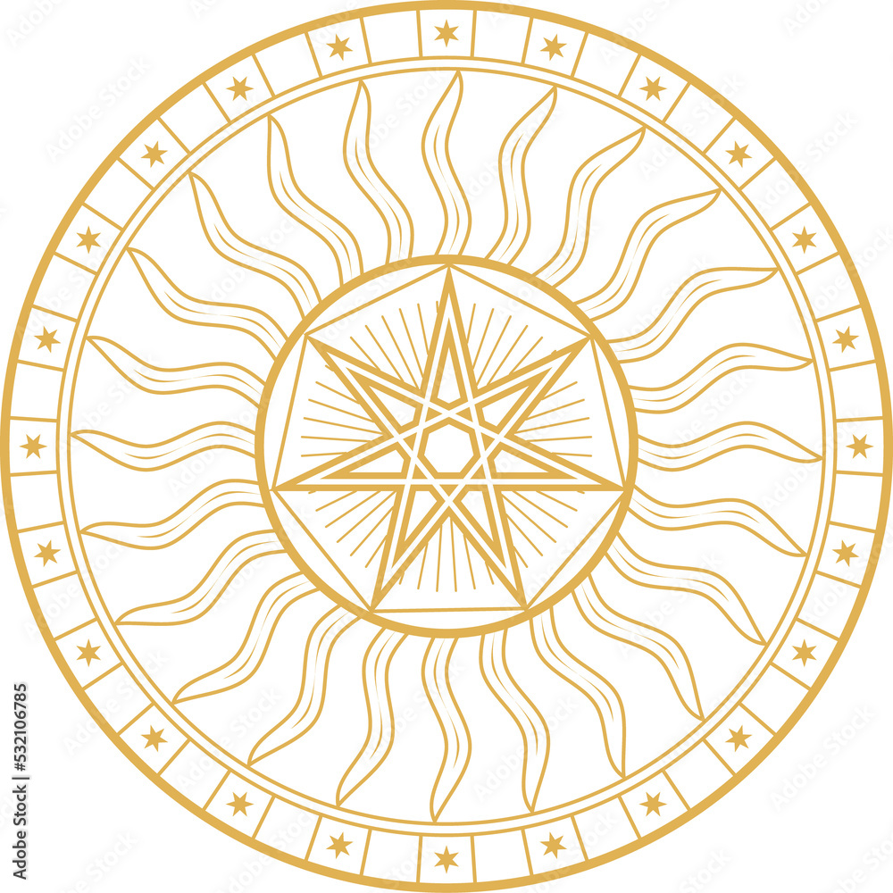 Occult pentagram esoteric symbol, vector star sign