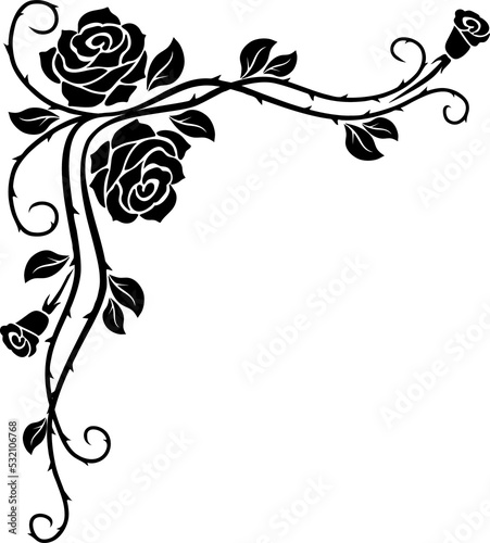 Border with floral element decorative corner frame