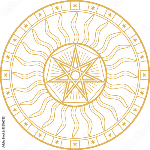 Occult pentagram esoteric symbol, vector star sign