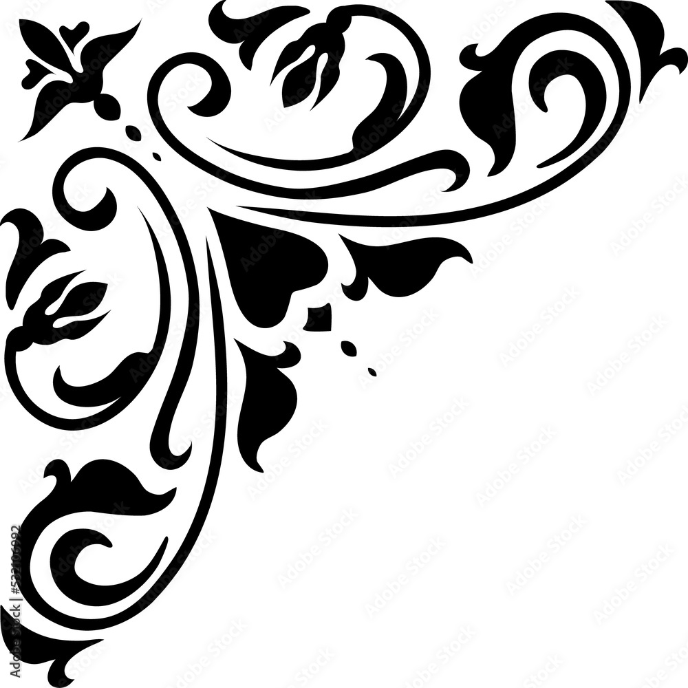 Fototapeta premium Frame border corner floral calligraphy adornment