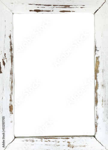 White wood frame with copy space in the center isolated on transparency photo png file 