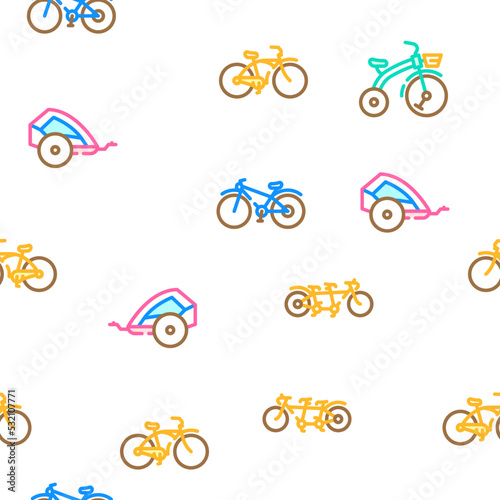 Bike Transport And Accessories vector seamless pattern thin line illustration