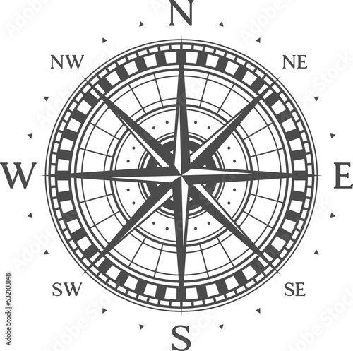 Vintage compass nautical navigation  travel sign