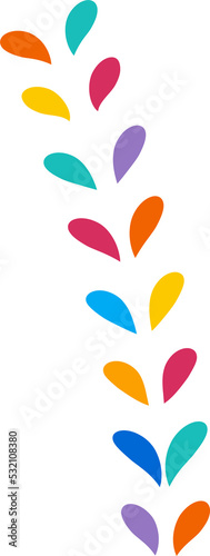 Mexican branch, color leaves, cartoon embroidery