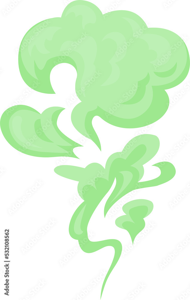 Green toxic smoke cartoon smelling cloud, bad odor Green toxic smoke cartoon smelling cloud, bad odor