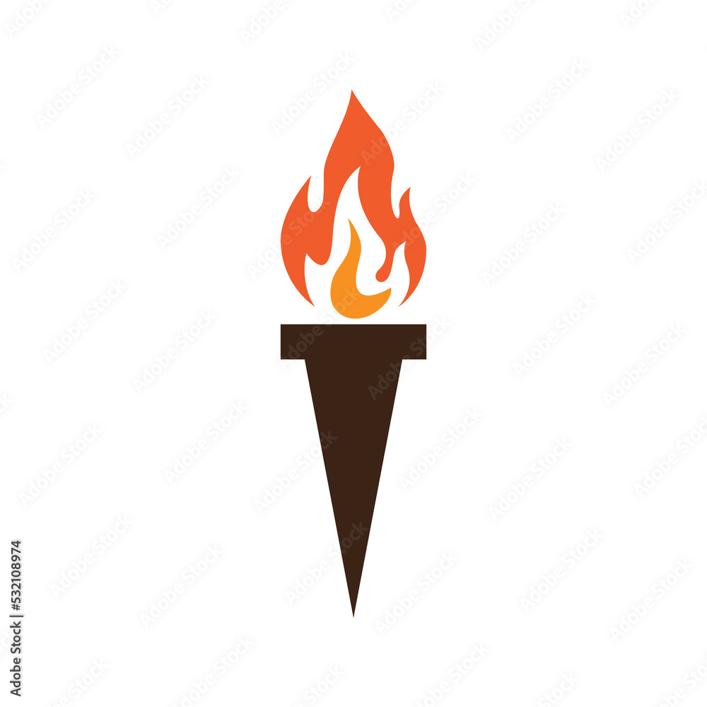 Fire torch with flame flat icons set. Collection of symbol flaming, illustration Fire torch with flame flat icons set. Collection of symbol flaming, illustration
