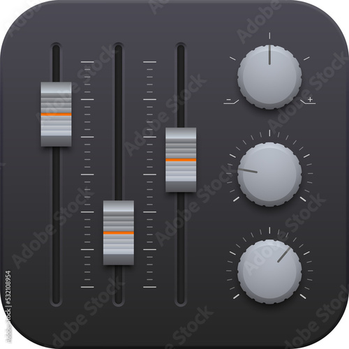 Sound mixer, music record app interface icon