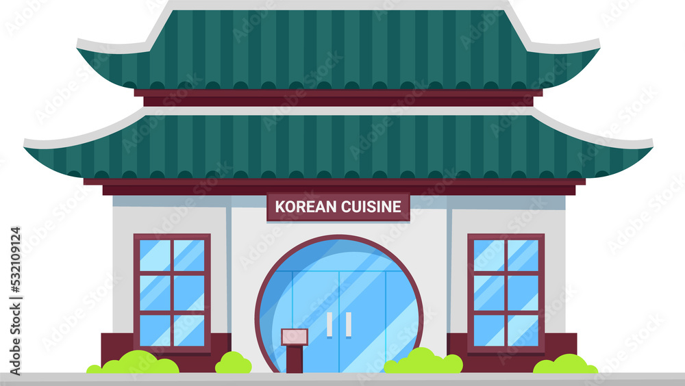 Obraz premium Korean cuisine restaurant building cartoon icon