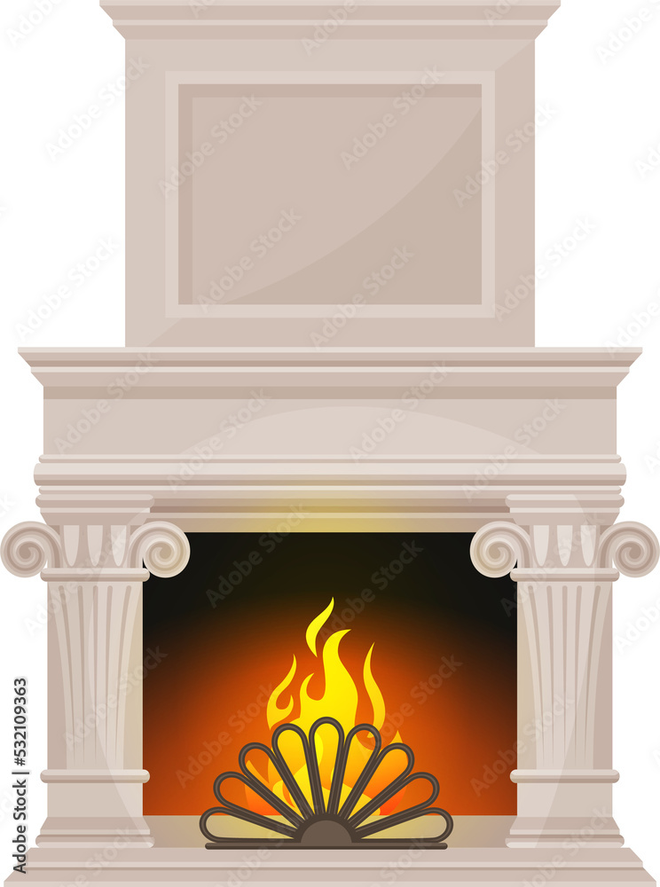 Naklejka premium Stone classic, antique fireplace with pilasters