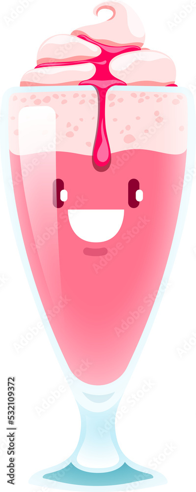 Cartoon milk shake, fast food vector character