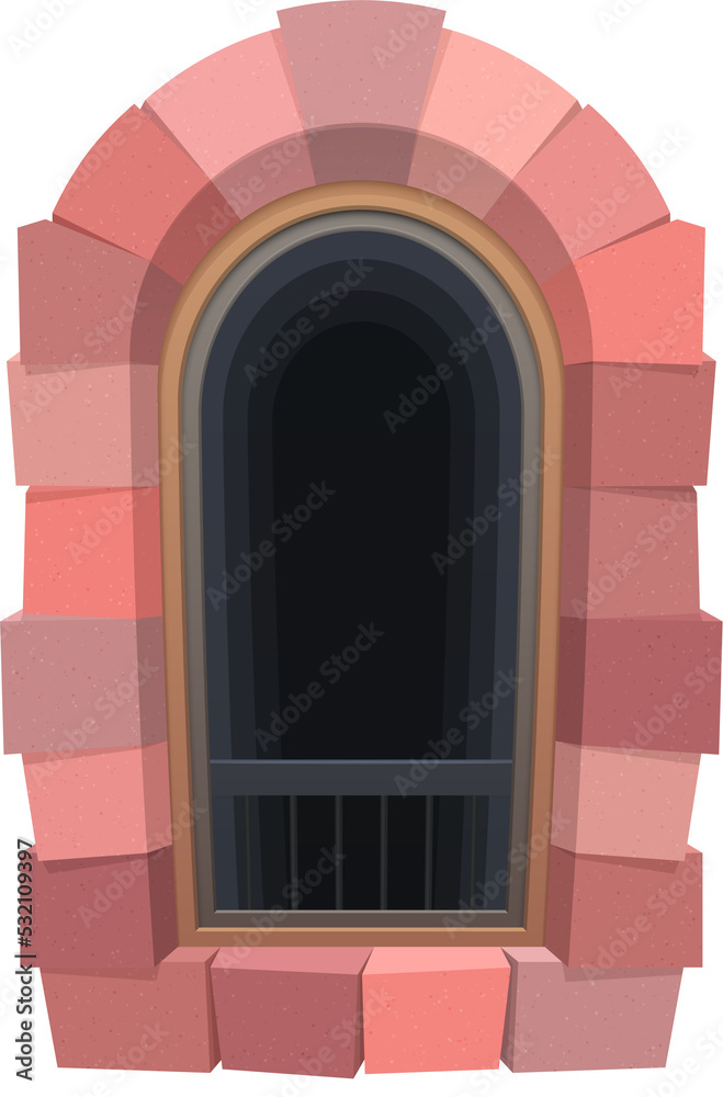 Fototapeta premium Medieval castle prison or jail cartoon window