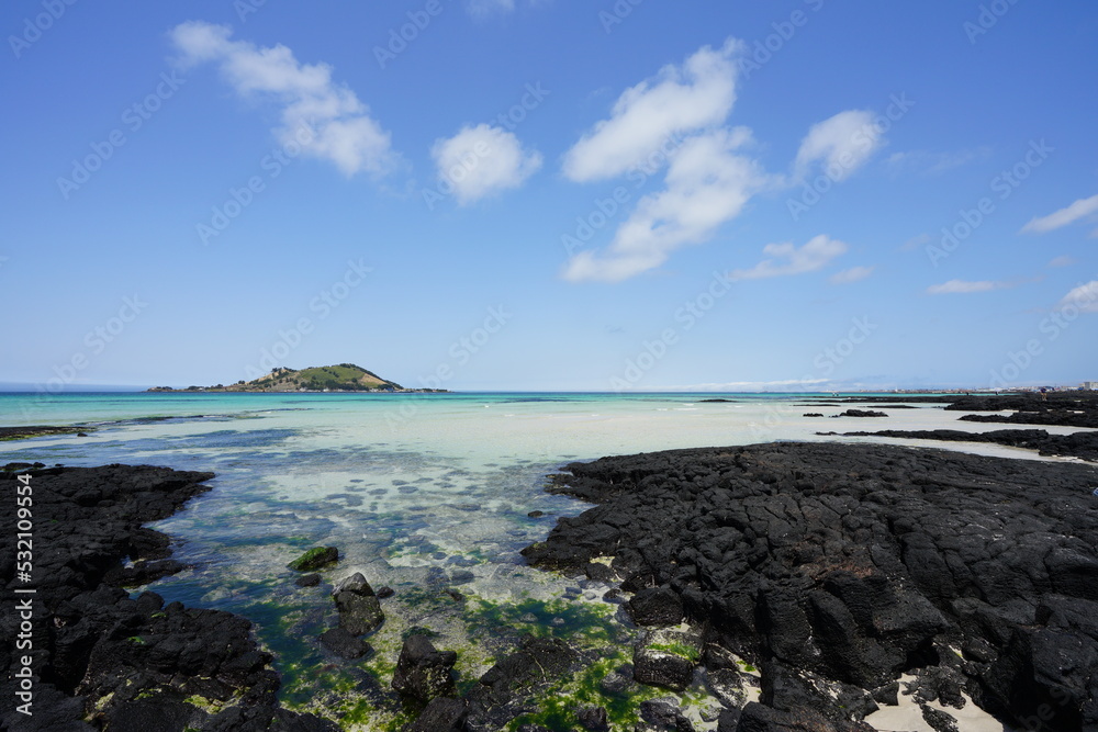 rock beach and island