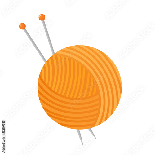 yellow yarn with knitting needles vector illustration logo icon clipart
