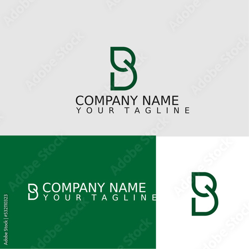Letter B creative line art simple green leafy logo