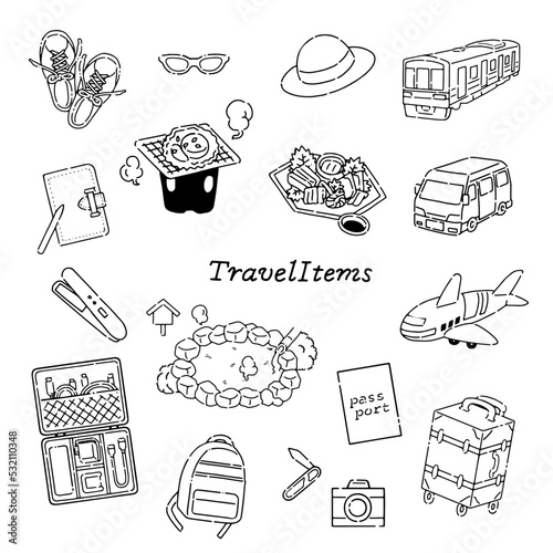 Hand drawn simple and cute travel illustration