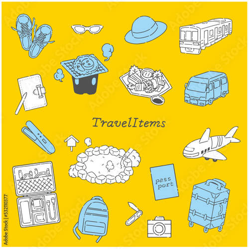 Hand drawn simple and cute travel illustration