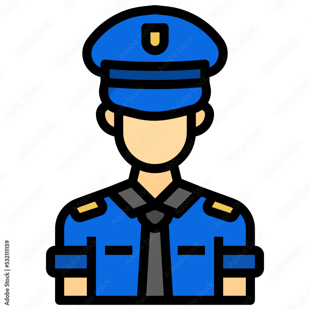 Police filled line color icon. Can be used for digital product, presentation, print design and more.