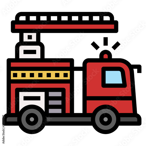 Wallpaper Mural Firetruck filled line color icon. Can be used for digital product, presentation, print design and more. Torontodigital.ca