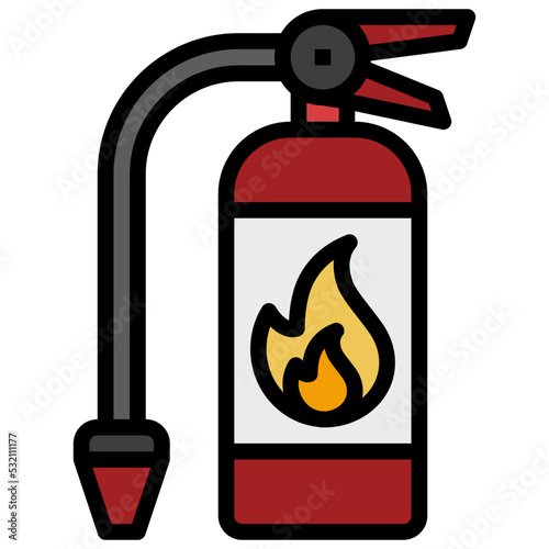 Fire Extinguisher filled line color icon. Can be used for digital product, presentation, print design and more.