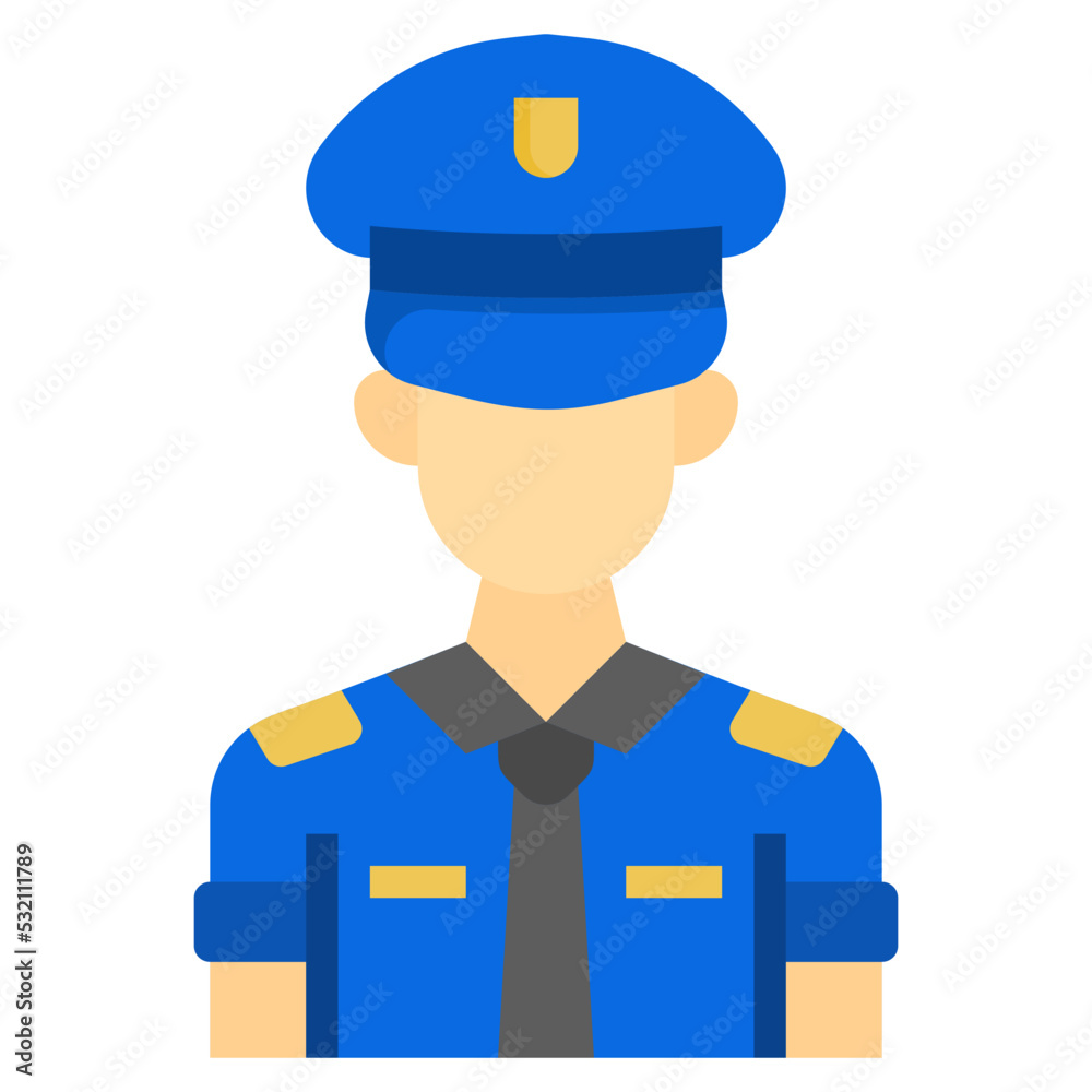 Police flat color icon. Can be used for digital product, presentation, print design and more.