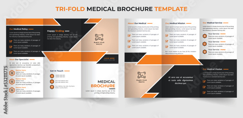 Creative medical company trifold brochure design template
