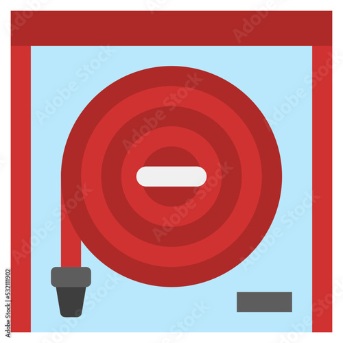 Fire Hose flat color icon. Can be used for digital product, presentation, print design and more.