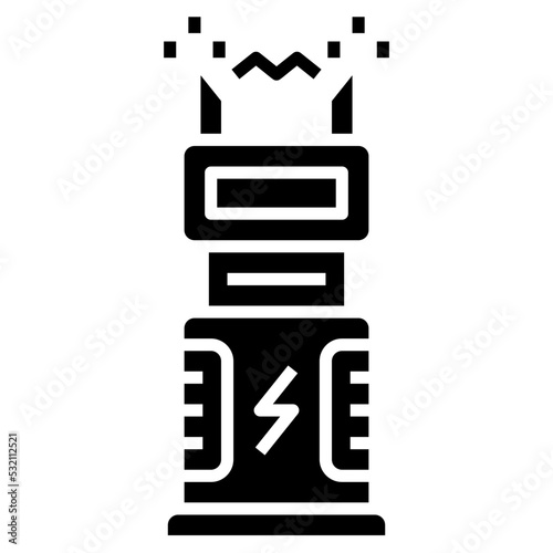 Taser glyph icon. Can be used for digital product, presentation, print design and more.