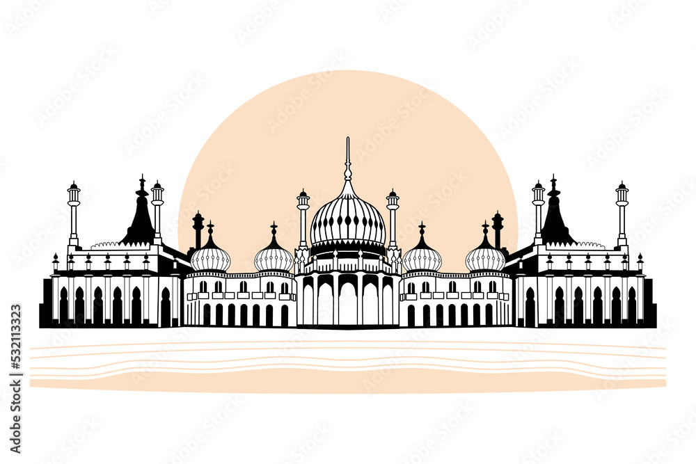 Royal Pavilion building illustration design vector
