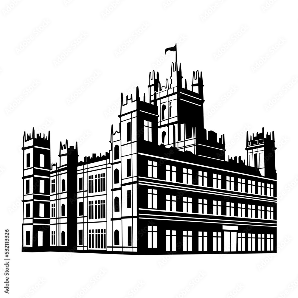 Highclere Castle building illustration design vector