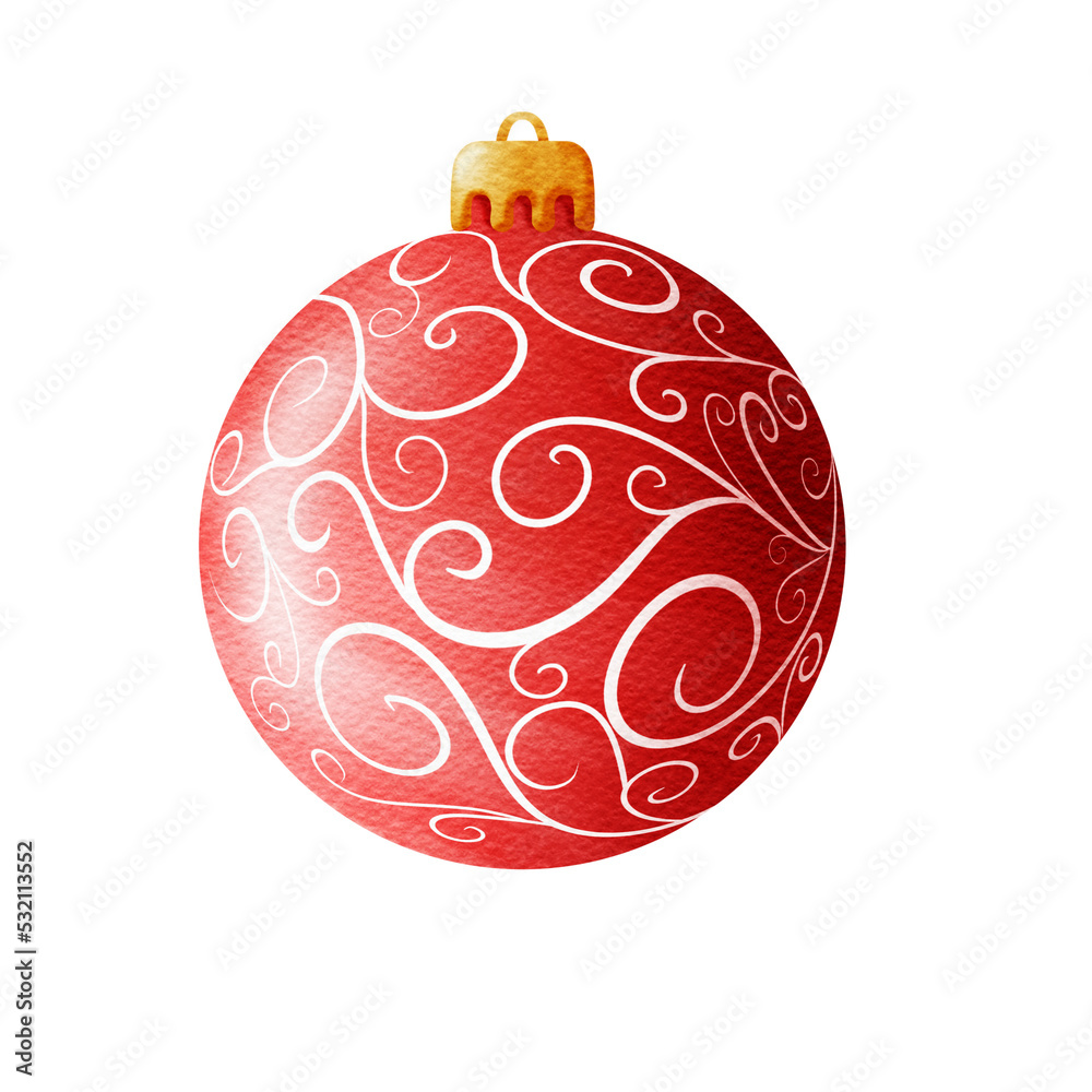 Fototapeta premium Watercolor christmas ball.