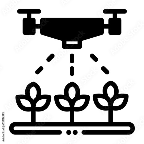 drone watering icon illustration 