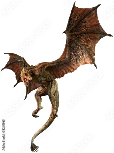 Flying wyvern or dragon 3D illustration  © warpaintcobra
