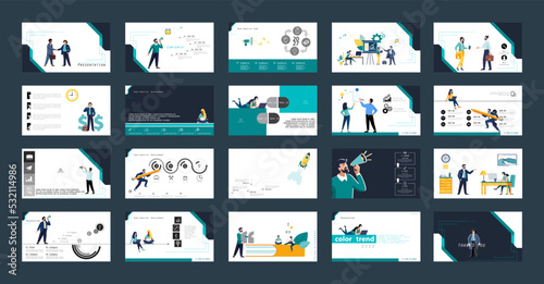 Business presentation, financial success, powerpoint, launching a new business project. Infographic design template, elements, background, set. A team of people creates a business, teamwork. Vector