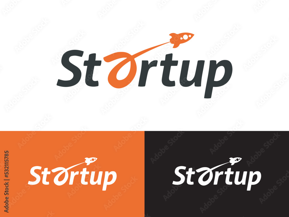 Startup creative letter branding logo design. startup rocket minimal logo.