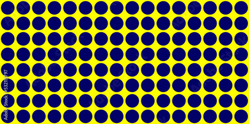 Blue circle pattern on yellow background.