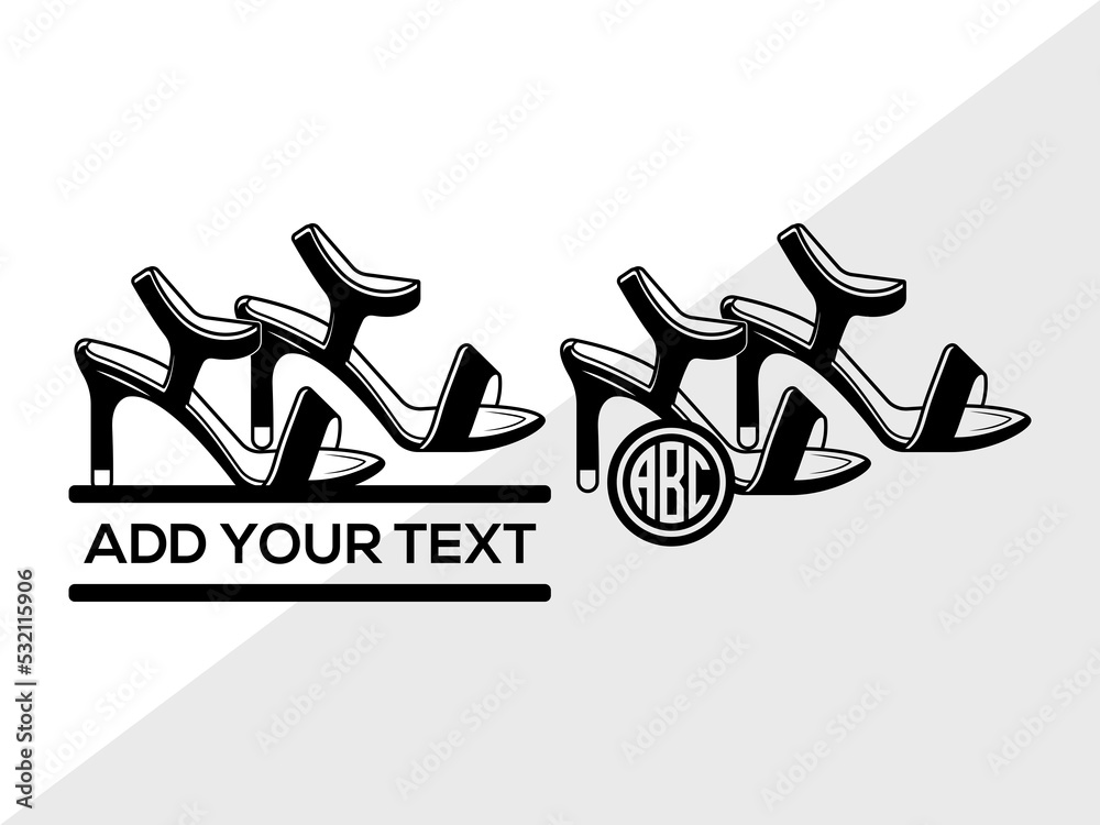 High Heels Monogram SVG, Womens Shoes Svg, Stiletto Heels Svg, Split