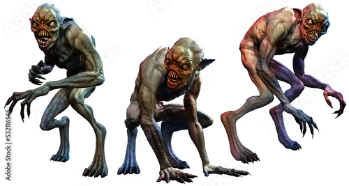 Swamp horror creatures 3D illustration 