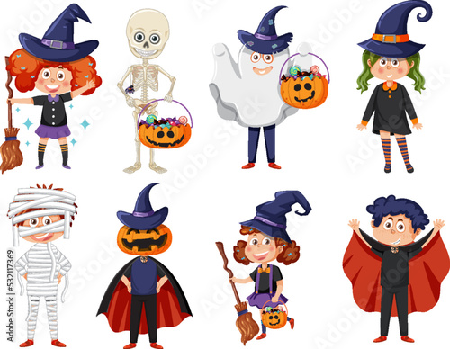 Kids wearing Halloween outfits