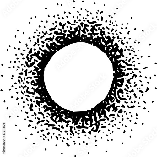 Sun Eclipse Dotwork. Vector Illustration of Hand Drawn Objects.