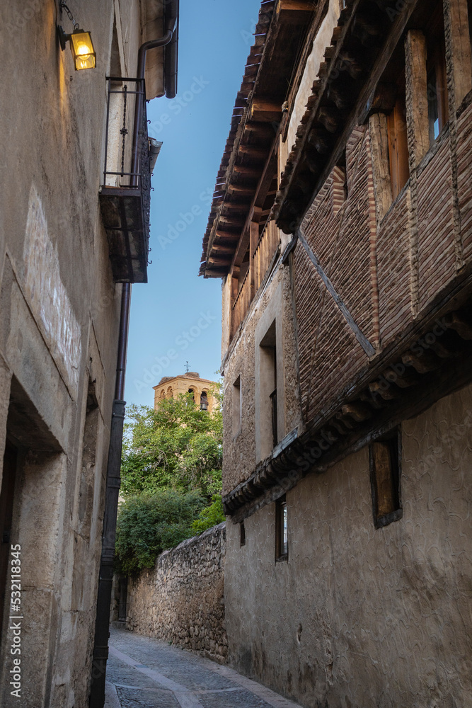 Streets of Pedraza in Segovia, Castilla y León, Spain. Pedraza, medieval walled town