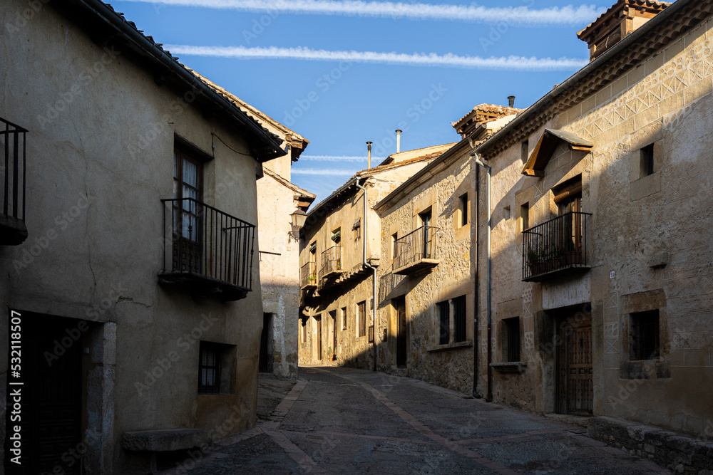 Streets of Pedraza in Segovia, Castilla y León, Spain. Pedraza, medieval walled town