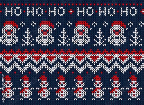 Ugly sweater Christmas party pattern. Knitted background seamless scandinavian knitting ornaments.