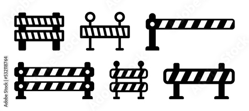 Road barrier icon set isolated on white background. Roadblock symbol.