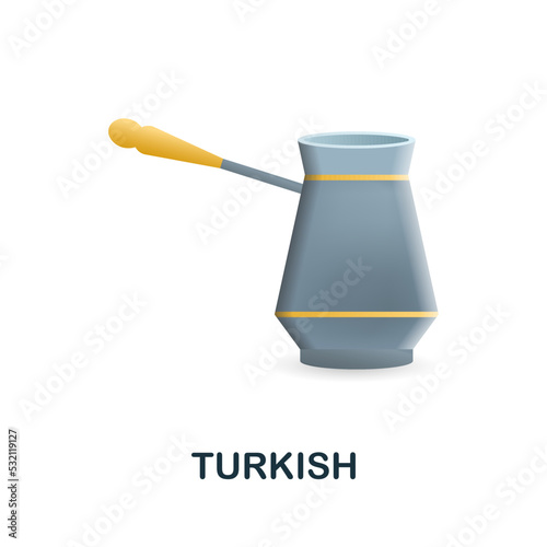 Turkish coffee icon. 3d illustration from coffee collection. Creative Turkish coffee 3d icon for web design, templates, infographics and more