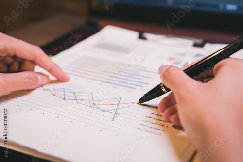 Stock analysts are checking trading charts for stock growth to analyze investment risks, Find financial management information from the graph to increase investment stability.