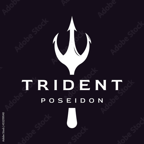 Simple vintage poseion trident spear template Logo design.